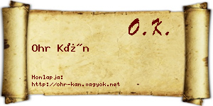 Ohr Kán névjegykártya